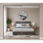 Contemporary Guest Bedroom Design Featuring Sliding Mirror Wardrobe