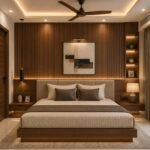 Modern Guest Bedroom With Wooden Accent Wall